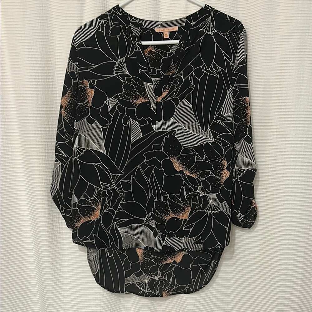 Black Gibson Latimer Blouse with Mandarin Collar